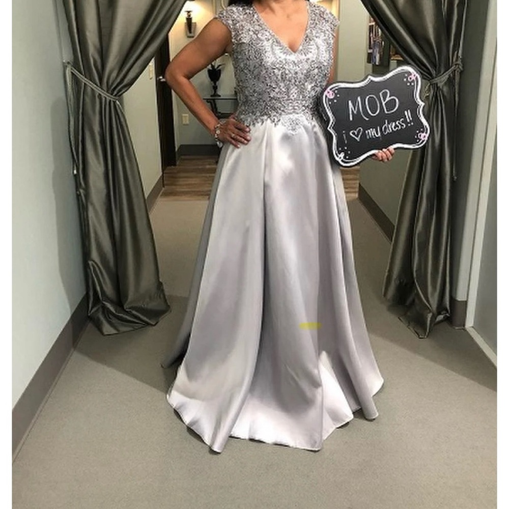 Elegant Silver Evening Gown